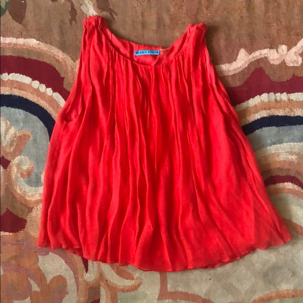 Alice + Olivia Red Chiffon Tank